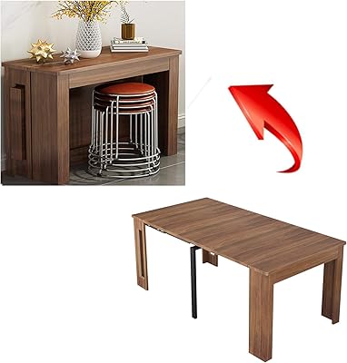Table à manger de cuisine multifonctionnelle pliable au design à feuilles suspendues, extensible