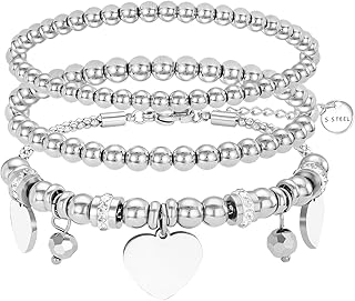 Bracelets de perles pour femmes, ensemble de bracelets empilables en argent pour femmes