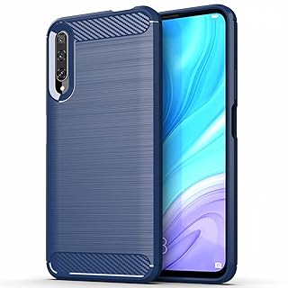 Coque pour huawei y9s, motif de texture en fibre de carbone brossée, housse