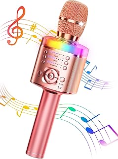 Microphone karaoké gincor, microphone bluetooth sans fil avec lumières led, sons magiques, éliminateur