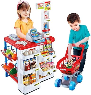 Un supermarché pour enfants d'arha international avec un panier et des effets sonores