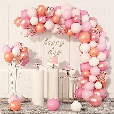 142 ballons en or rose kit d'arche de guirlande roses et rose