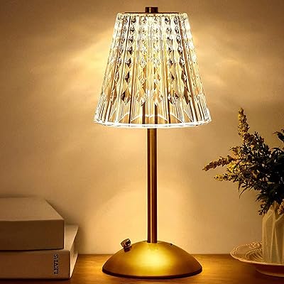 Lampe de table, lampe en cristal à intensité variable, lumières tactiles led 3