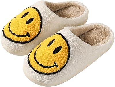 Pantoufles rétro souriantes pour femmes, pantoufles souples et confortables, pantoufles matelassées au design