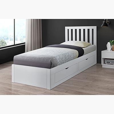 Lit simple home box batara avec 4 tiroirs - 90x200 cm