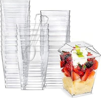 100pcs 5oz gobelets à dessert carrés en plastique transparent, mini apéritif, parfait, soufflé