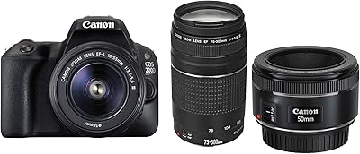 Objectif canon eos 200d ef-s 18-55 mm dc iii avec objectif canon 75-300