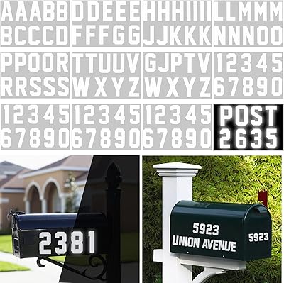 110 pièces autocollants réfléchissants de lettres de numéro de boîte aux lettres