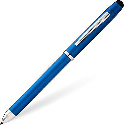 Stylo à bille multifonction cross bleu métallisé avec stylet par tech