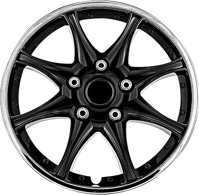 Enjoliveur de roue pilot automotive noir et chromé de 14 pouces, modèle wh522-14c-b