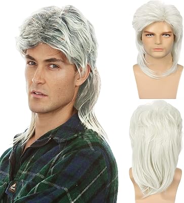 Perruques de mulet bouclées petelf pour hommes, costume de rocker des années 80
