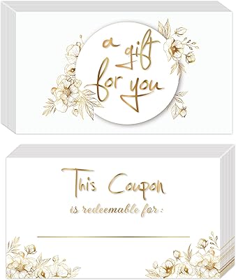 200 cartes de bons d'achat chèques cadeaux vierges pour clients