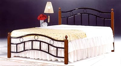 Lit queen size en bois et acier galaxy avec matelas médical et pieds