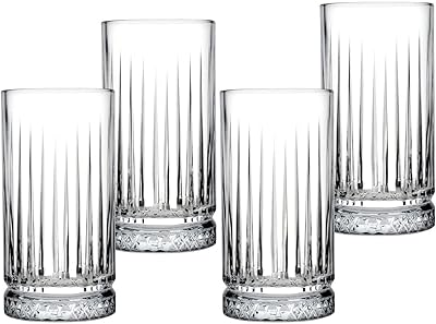 Avci elysia design grands verres highball, lot de 4, multi-lignes à fond épais