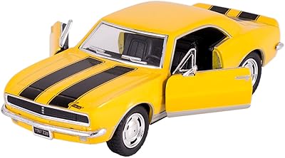 Kinsmart 1967 chevy camaro z/28, jaune - 5341d modèle de voiture jouet moulé