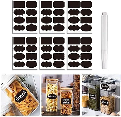 Rxzexyl étiquettes noires amovibles pour pots à épices, pots de cuisine et bouteilles