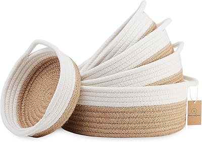 Ensemble de paniers tissés ronds naturels et confortables de 5 pièces - paniers