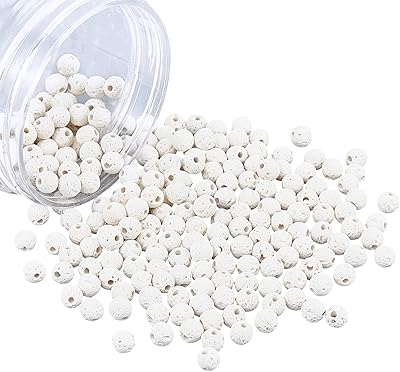 Nbeads 1 boîte d'environ 250 pièces de perles de lave teintes naturelles rondes