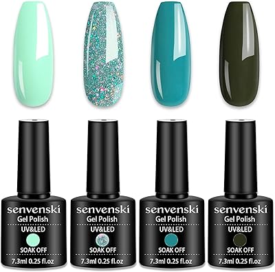 Vernis à ongles gel sinvinski paillettes bleu sarcelle menthe olive armée