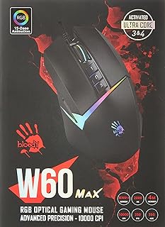 Souris de jeu active bloody w60 max avec capteur actif usb 1000 cpi