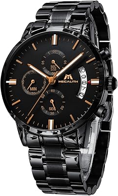 Montre à quartz analogique mode pour hommes, acier inoxydable résistant à l'eau, date