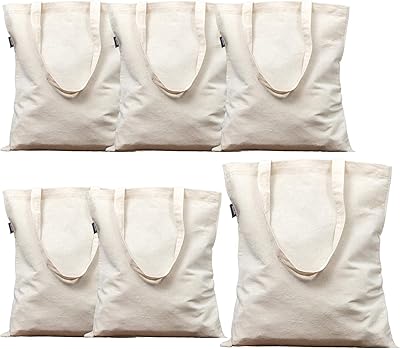 Sac de courses en tissu jelmo 12 oz (plat) paquet de 6, blanc