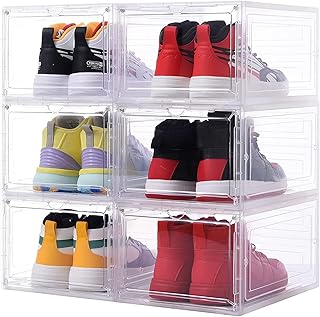 Boîte de rangement de chaussures empilable en plastique transparent avec couvercles pour femmes/hommes