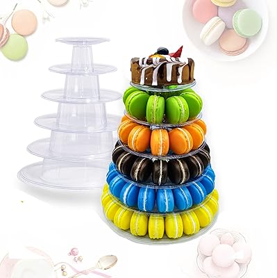 Support de tour de macarons bhbuy 6 niveaux rond en plastique transparent