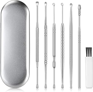 Ensemble d'outils de cure-oreille wawasha en acier inoxydable, cuillère à oreille avec boîte