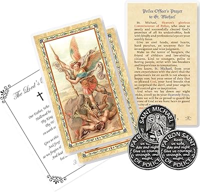 Carte de prière plastifiée saint michel - jetons de prière pour la police