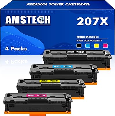 Pack de 4 cartouches de toner sans puce 207a pour laserjet pro