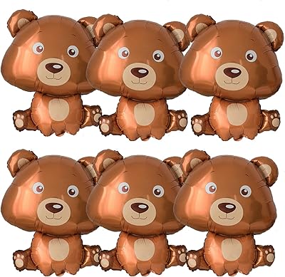 Finypa 6 pièces ballons en aluminium gros ours 34" ballon ours des bois