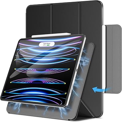 Coque magnétique jetech pour ipad pro 12,9 pouces 2022/2021/2020/2018 (6ème/5ème/4ème/3ème génération), 2ème chargement