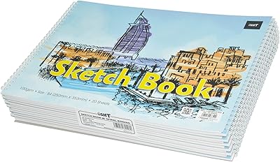 Livre de dessin léger de 12 pièces avec reliure spirale blanche, 20 feuilles