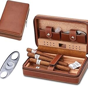 Q&w étui à cigares de voyage portable en cuir à quatre doigts, coupe-cigare, cave à cigares avec coupe-cigare et cave à cigares, cadeau pour garçon d'honneur, cadeau d'anniversaire, marron. Diaytar Sénégal : Parce que chaque FCFA compte