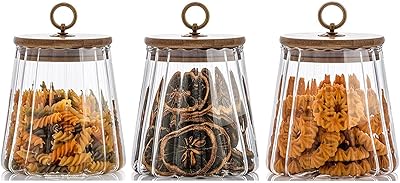 Bocaux de rangement en verre tabin avec couvercles hermétiques, récipient décoratif pour bar à café avec couvercle hermétique en bambou, ensembles de récipients à anneaux en métal pour la maison et la cuisine pour stocker des bonbons, des biscuits, des noix et des flocons d'avoine (paquet, 3 pièces). Diaytar Sénégal : Des milliers de produits à portée de clic, livrés chez vous