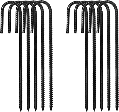 Piquets de barres d'armature, paquet de 10 piquets de sol robustes à crochet