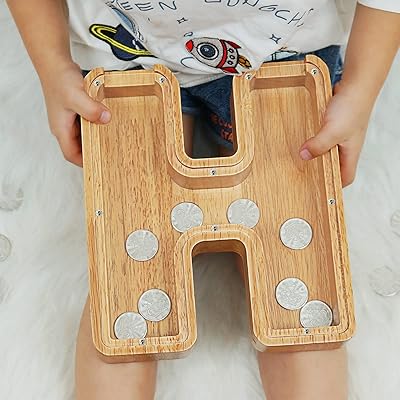Tirelire pour enfants garçons et filles grande tirelire en bois personnalisée avec motif