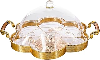 Assiette à gâteau dorée avec couvercle - 35 cm