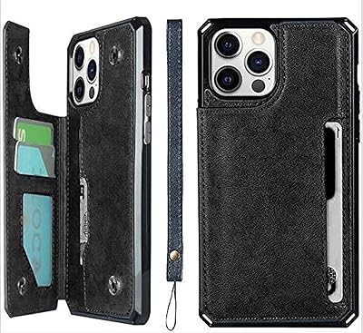 Étui portefeuille à rabat avec porte-cartes [4 emplacements pour cartes] [avec lanière]