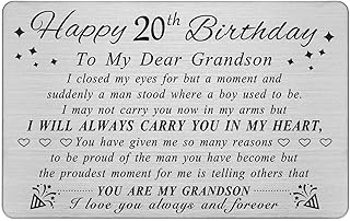 Carte d'anniversaire 20e petit-fils degasken - cadeaux d'anniversaire pour petit-fils de 20 ans