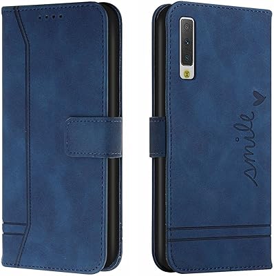 Coque shonda pour samsung galaxy a7 (2018), étui à rabat en cuir pu