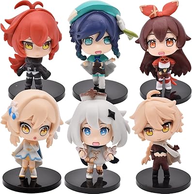 6 pièces figurines d'anime genshin impact décoration de gâteau ensemble figurine