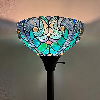 Lampadaire infront tiffany torcher, abat-jour en vitrail, lampe sur pied ronde de style