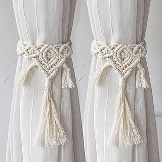 2 embrasses de rideaux à franges tissées à la main avec clip de suspension pour la maison, le bureau, le dortoir, la décoration de ferme (beige). Diaytar Sénégal : Qualité garantie, prix imbattables, livraison rapide