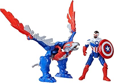 Jouet mechasaurus marvel mechasaurus strike, captain america de 4 pouces avec figurines mechasaur