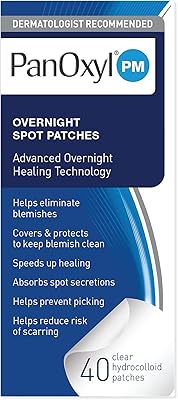 Patchs topiques panoxyl pem night time, technologie hydrocolloïdale avancée, sans parfum, 40 unités