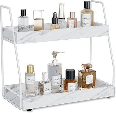 Organisateur de salle de bain à 2 niveaux organiseur comptoir en simili