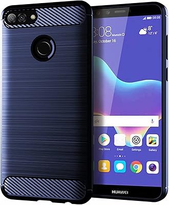Coque huawei y9 (2018) en fibre de carbone brossée, motif texturé ultra fin