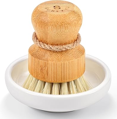 Brosse de lave-vaisselle en bambou subicio pour évier de cuisine, brosse de lave-vaisselle